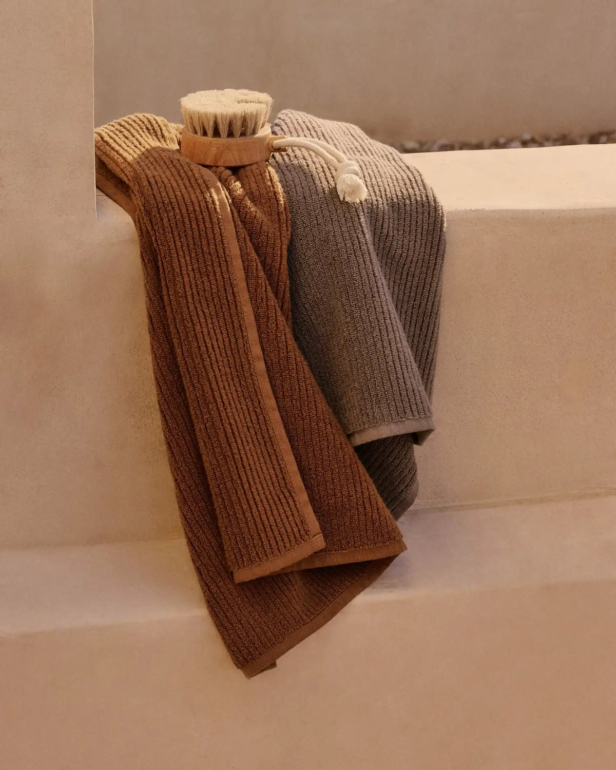 2+2 Soft Rib Bath Bundle - Warm Grey