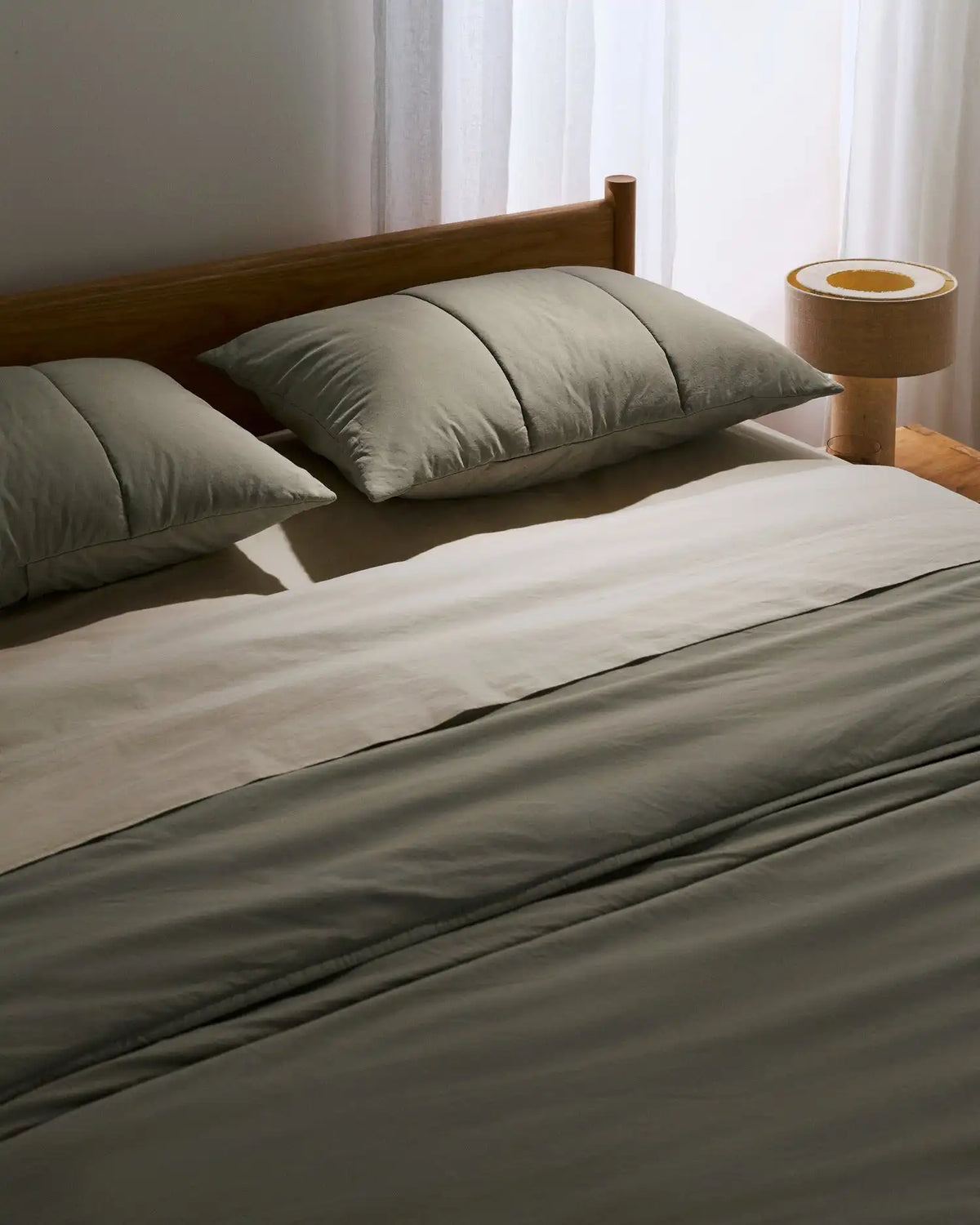 Brushed Cotton Quilted Sham Set (Moss)