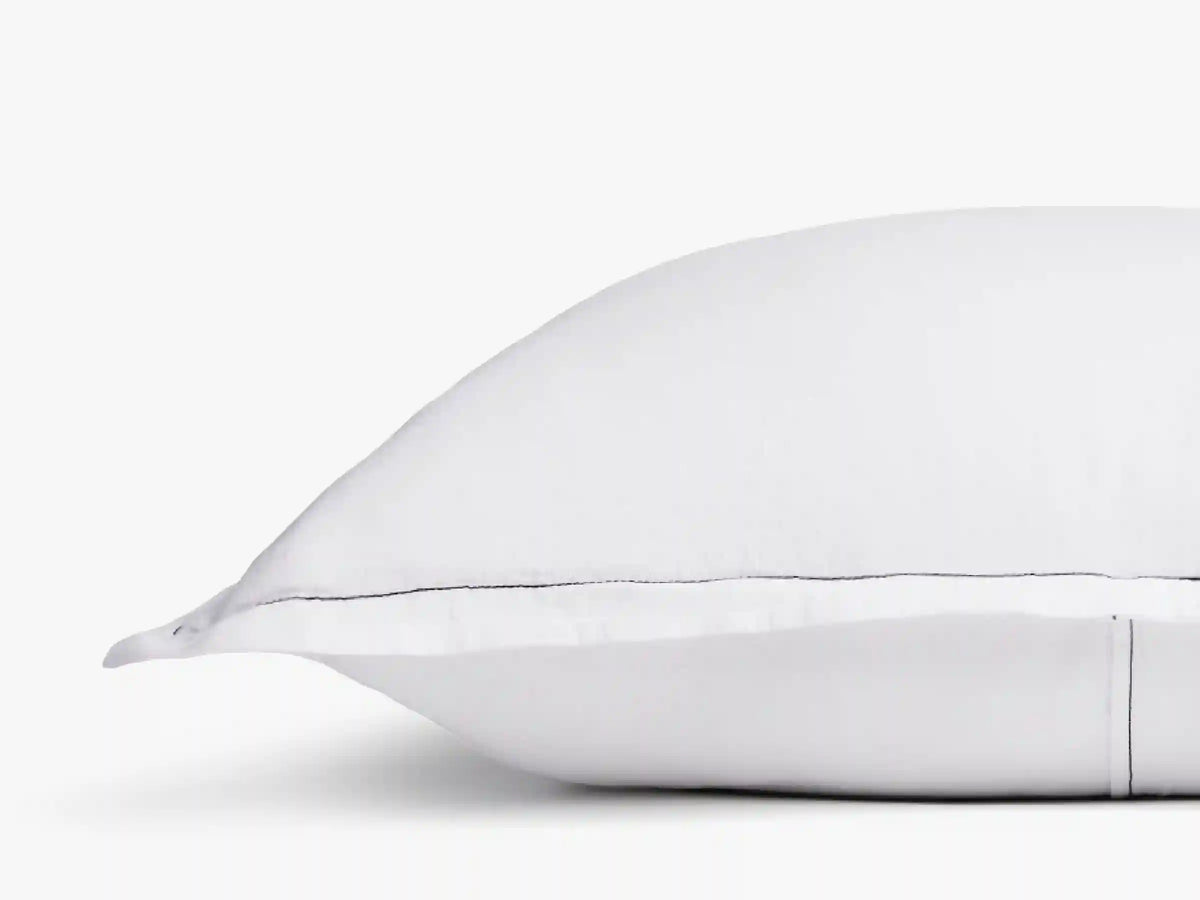 Linen Tencel Euro Sham - FINAL SALE (White with Black)