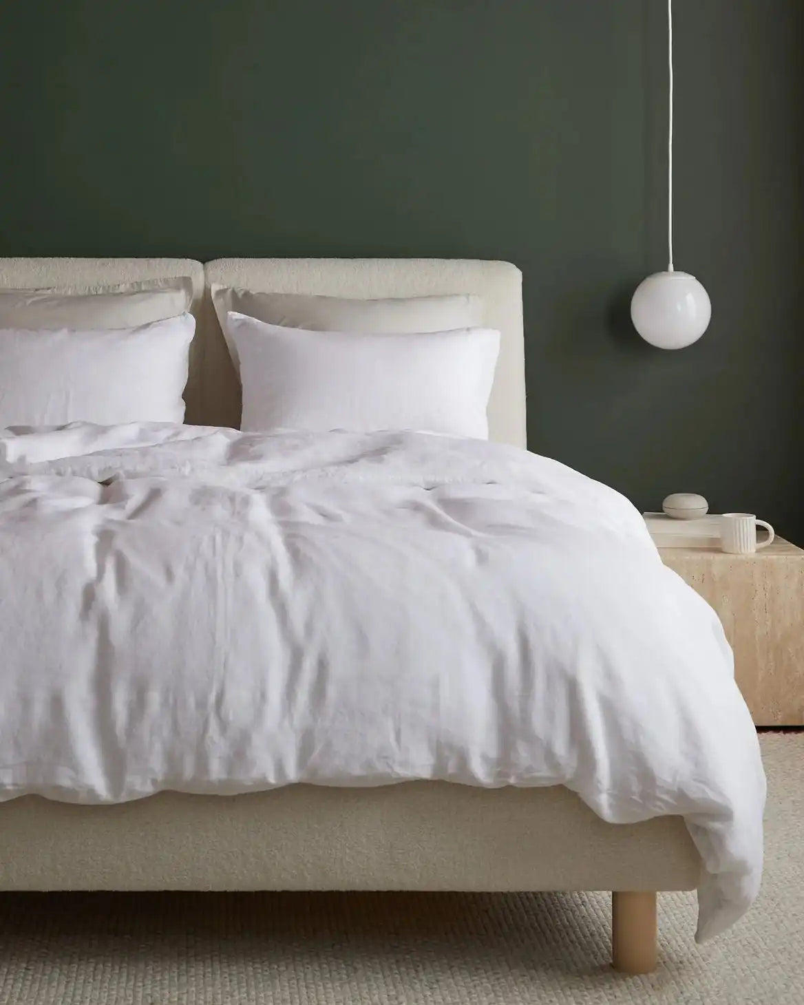 Linen Duvet Cover Set - White F/Q