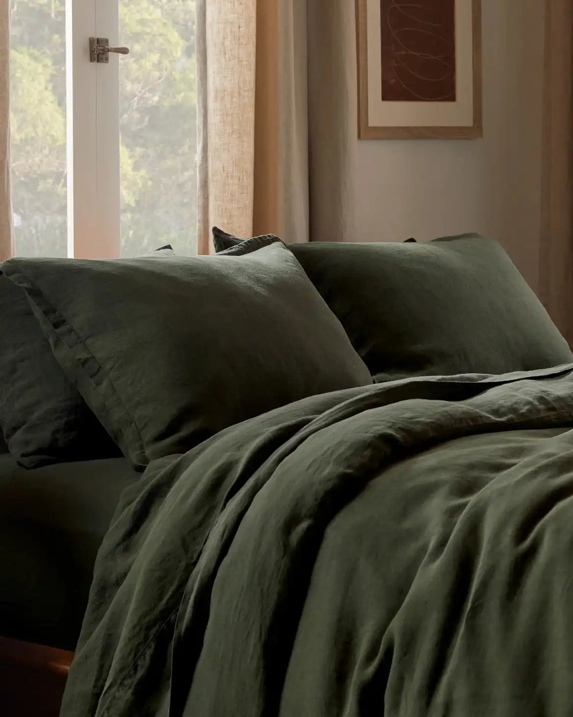 Linen Top Sheet - Evergreen