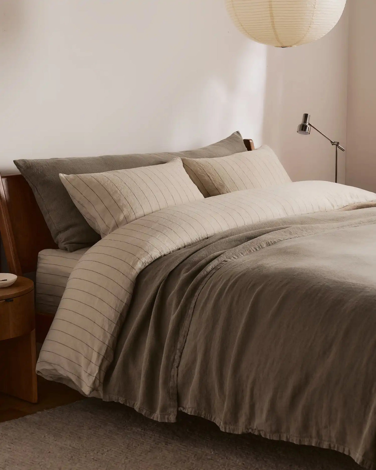 Linen Venice Set - Bone Stripe F/Q