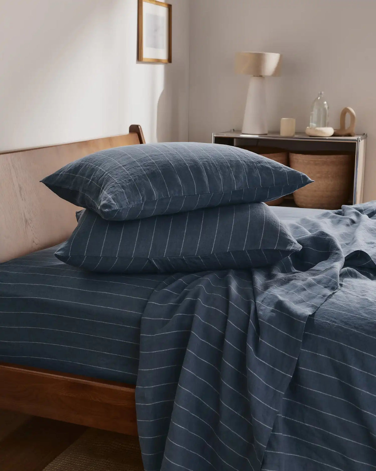 Linen Fitted Sheet (Dusk Stripe)
