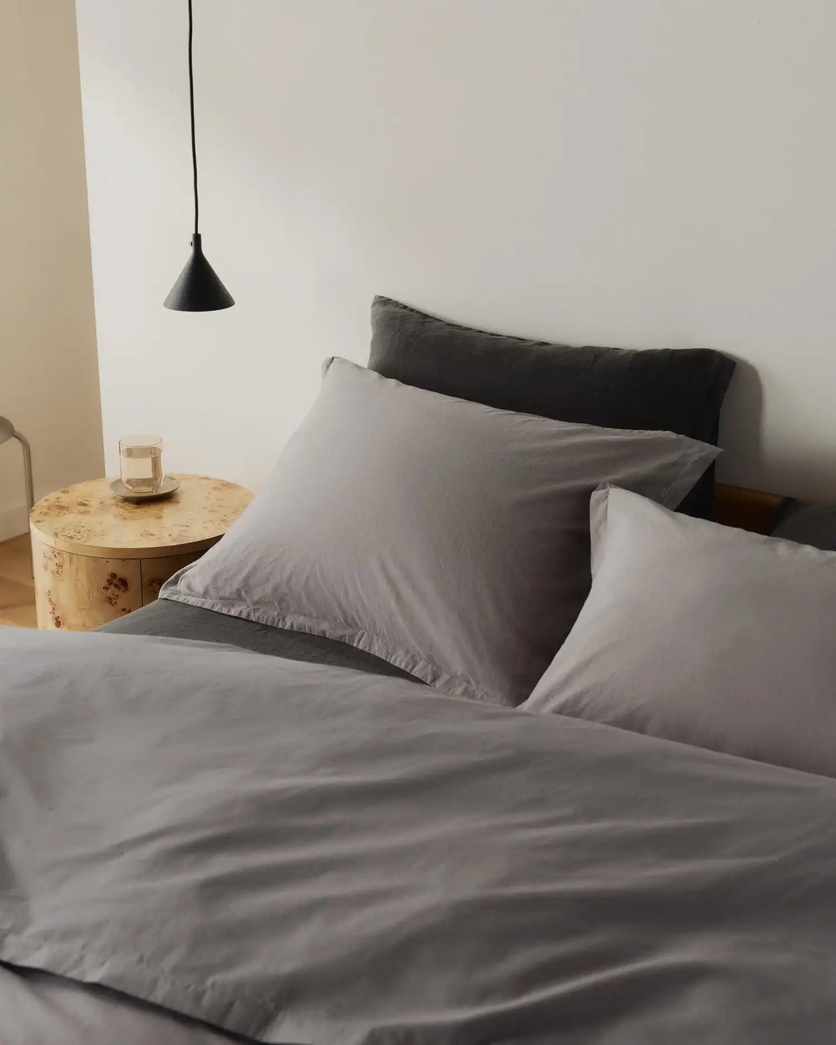 Percale Duvet Cover Set - Pebble F/Q