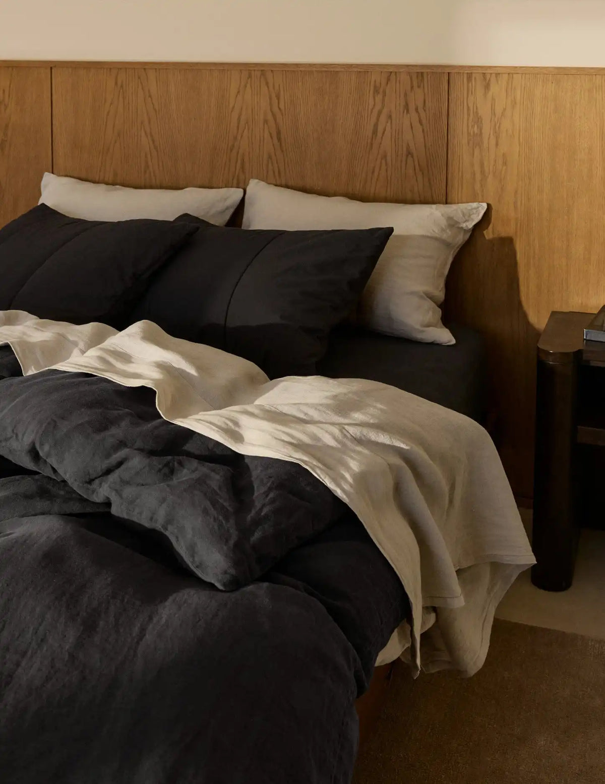 Brushed Cotton Quilted Sham Set (Onyx)