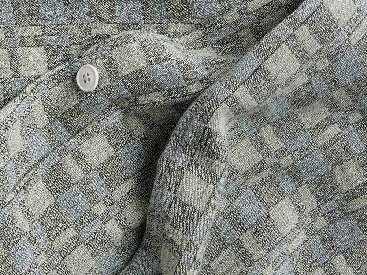 Modern Check Jacquard Duvet Cover (Dusk and Moss)