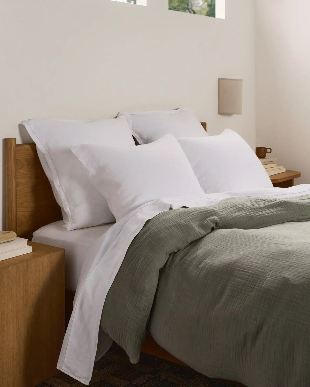 Linen Tencel Euro Sham (White)