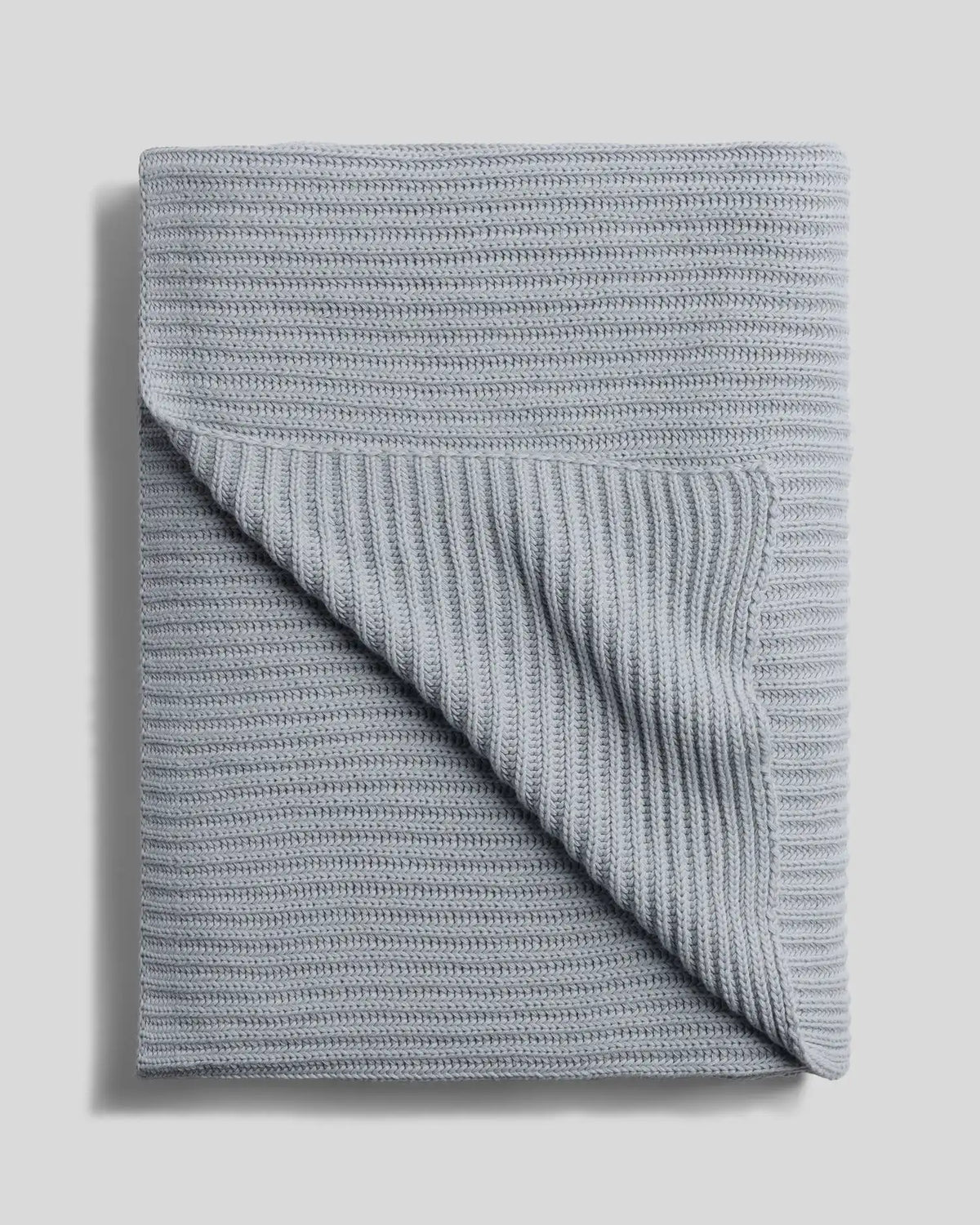Organic Rib Knit Throw (Sky)