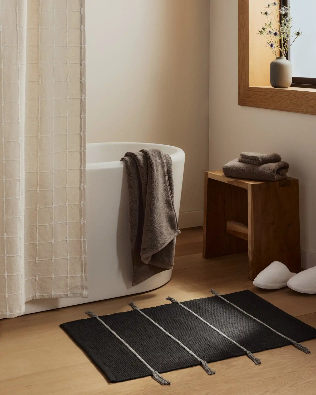 Organic Oasis Shower Curtain (White and Natural)
