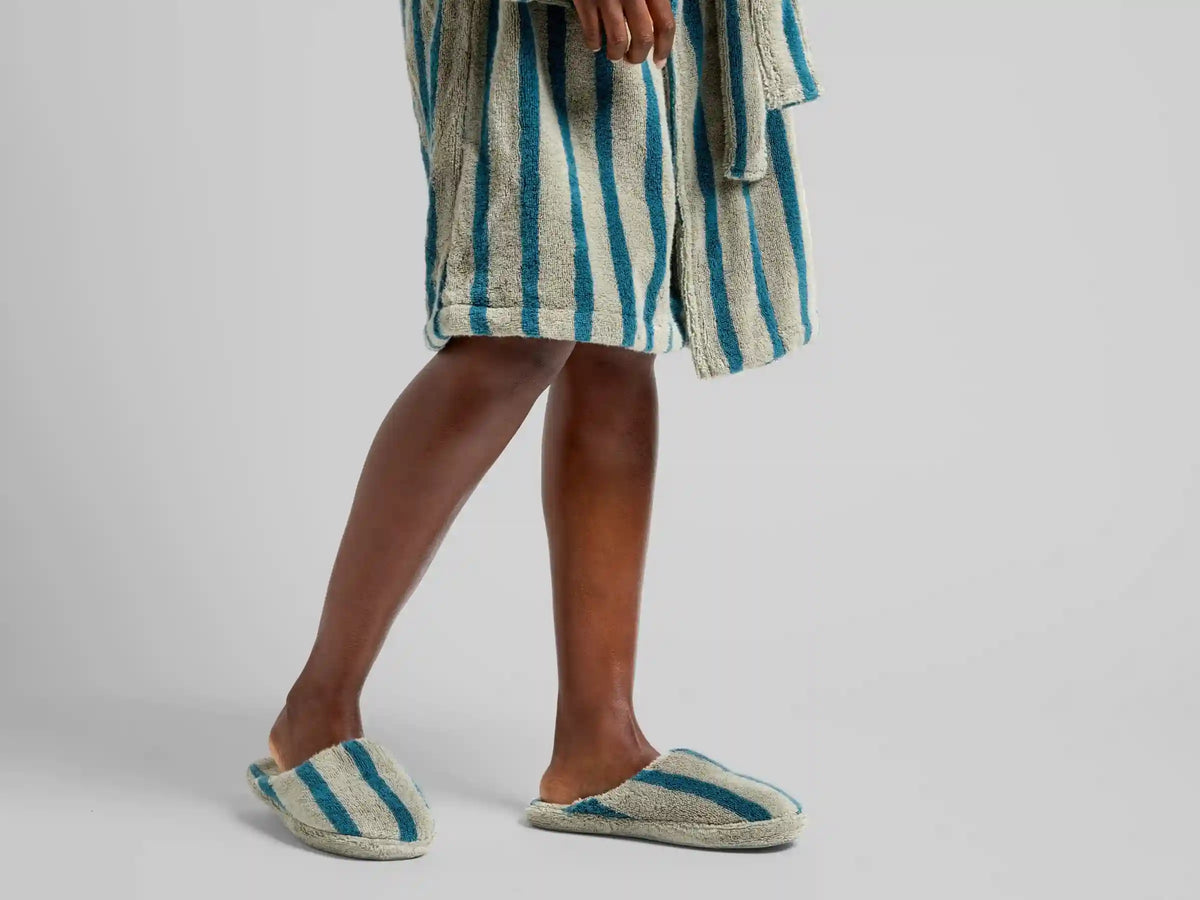 Terry Stripe Slippers - FINAL SALE (Moss and Peacock)
