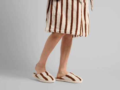 Terry Stripe Slippers - FINAL SALE (Bone and Tobacco)