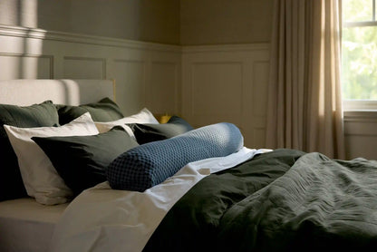 Organic Keys Jacquard Bolster Pillow Cover - FINAL SALE (Dusk and Evergreen)
