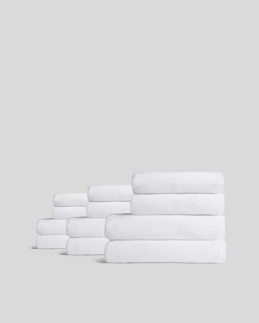 6+6 Soft Rib Bath Bundle - White