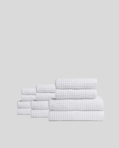 6+6 Waffle Bath Bundle - White