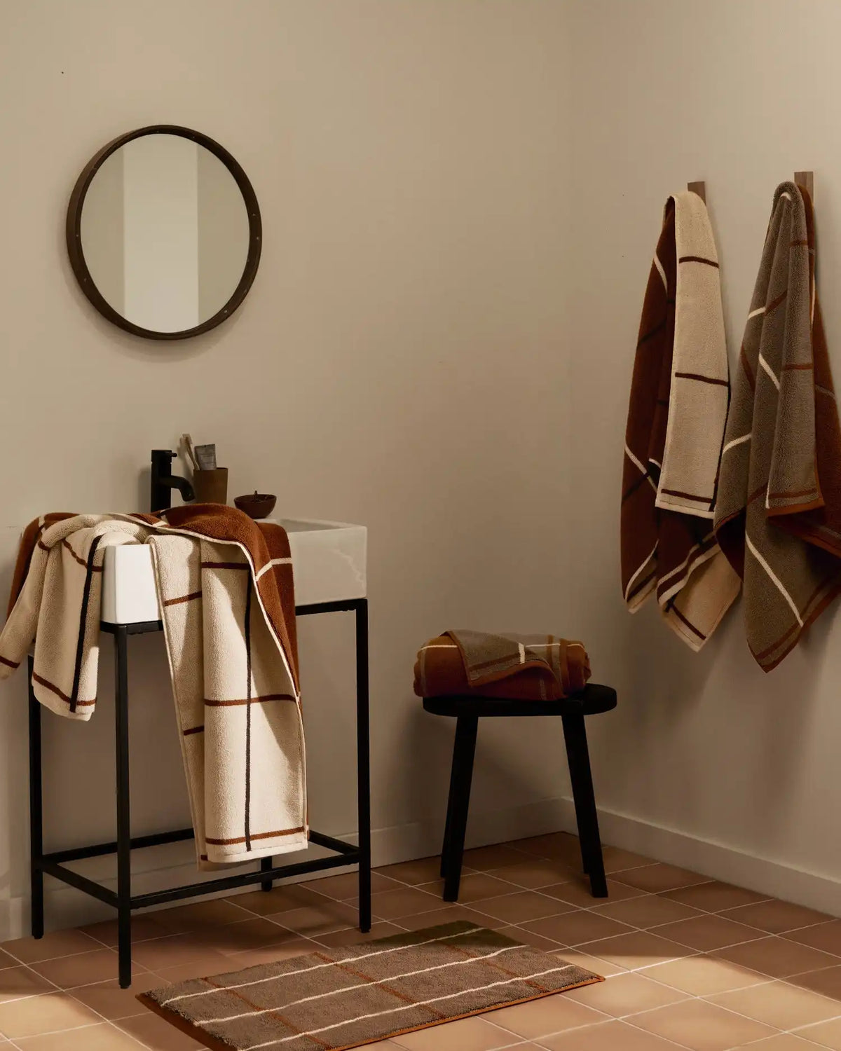 Organic Plush Towels (Tobacco Windowpane)