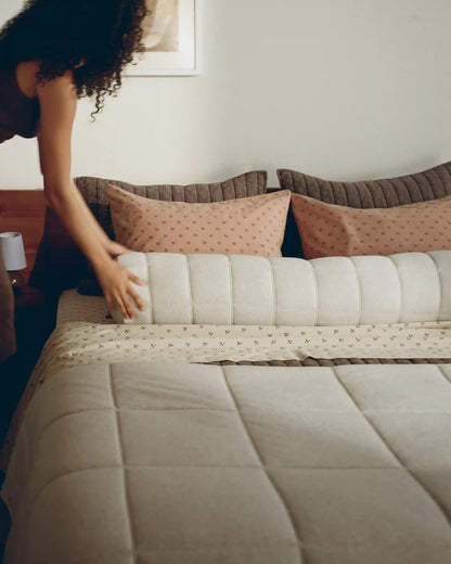 Linen Tencel Jersey Bolster Pillow Cover - FINAL SALE (Heathered Oatmeal)
