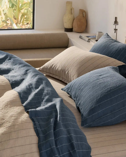 Linen Sham Set (Bone Stripe)