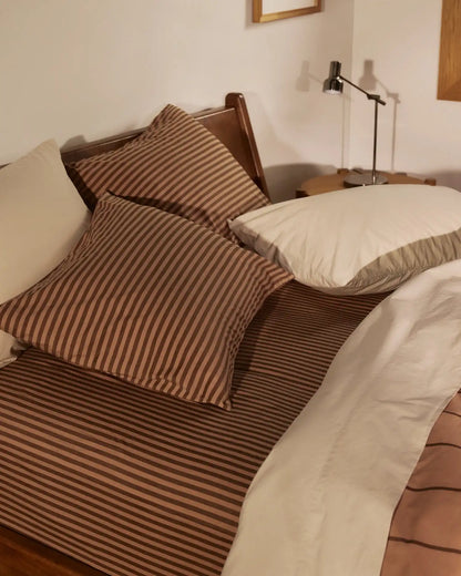 Percale Fitted Sheet (Adobe Stripe)