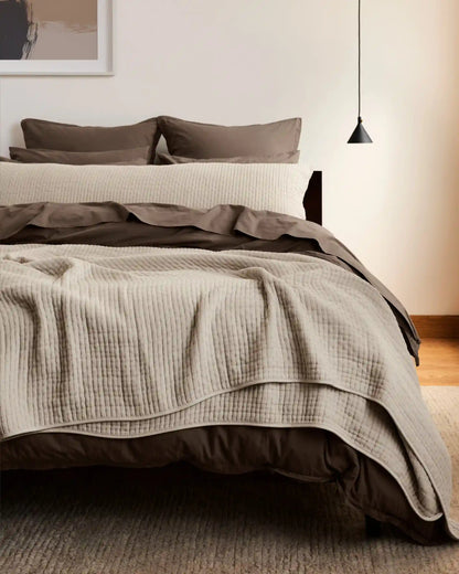Percale Duvet Cover Set - Warm Grey K/CK