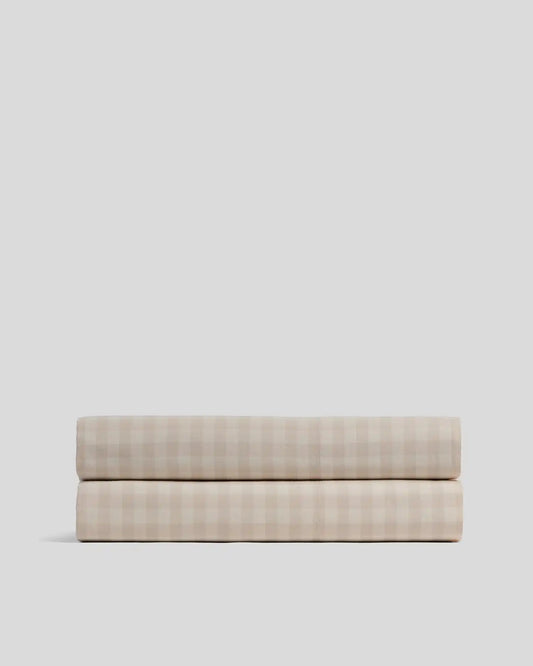Brushed Cotton Fitted Sheet (Bone Check)
