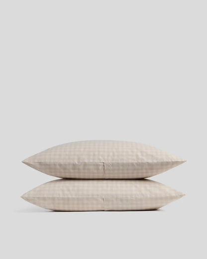 Brushed Cotton Pillowcase Set (Bone Check)