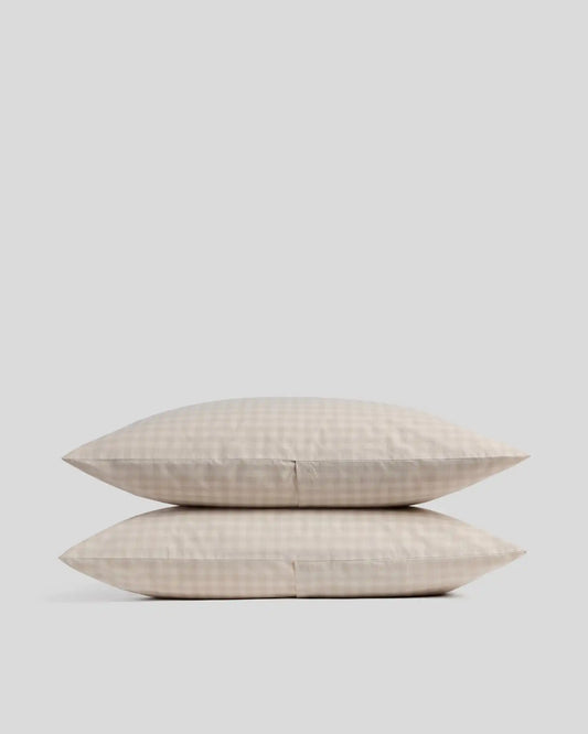 Brushed Cotton Pillowcase Set (Bone Check)