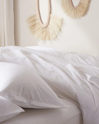 Brushed Cotton Duvet Cover Set - White F/Q