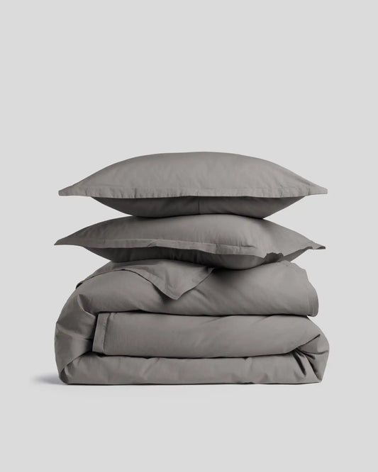 Brushed Cotton Duvet Cover Set - Pebble F/Q