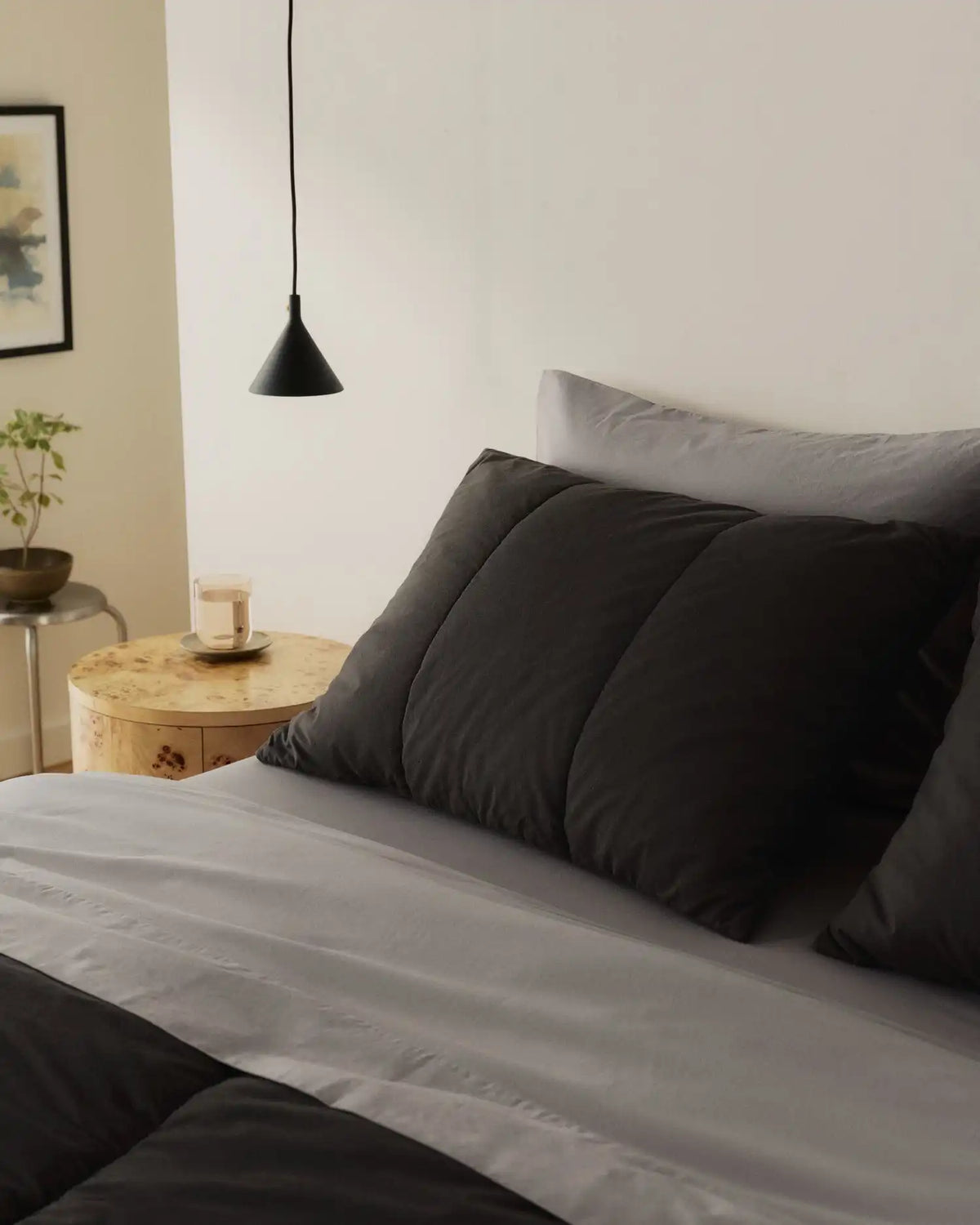 Brushed Cotton Quilted Sham Set (Onyx)