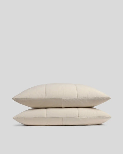 Brushed Cotton Quilted Sham Set (Bone)