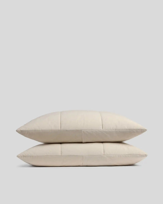 Brushed Cotton Quilted Sham Set (Bone)