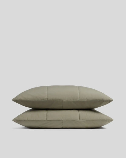 Brushed Cotton Quilted Sham Set (Moss)