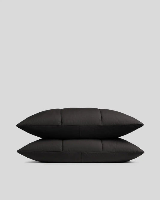 Brushed Cotton Quilted Sham Set (Onyx)