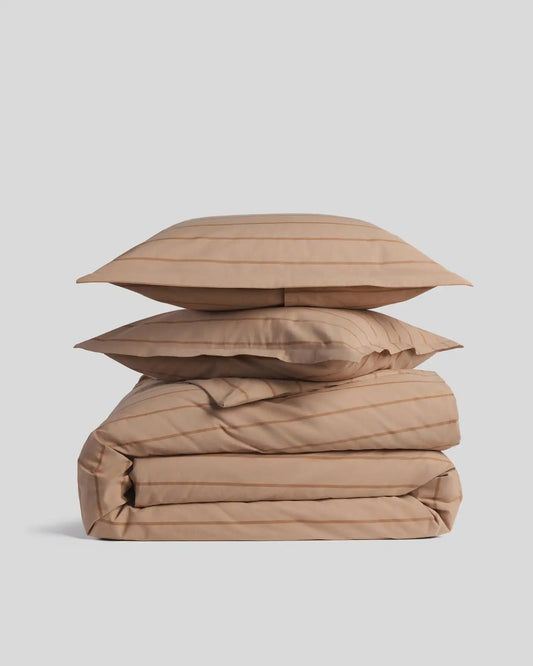 Brushed Cotton Duvet Cover Set - Adobe Stripe K/CK