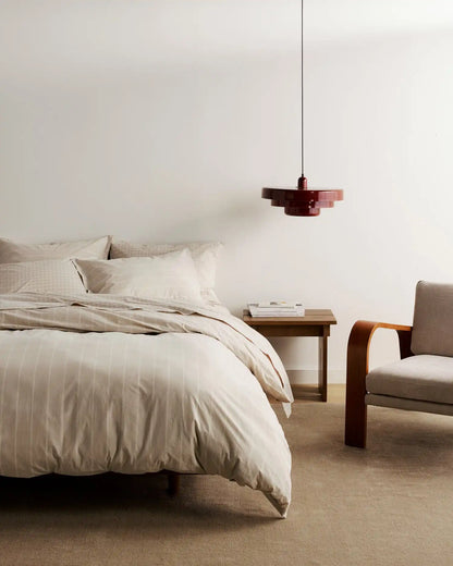 Brushed Cotton Duvet Cover Set - Bone Stripe TW/XL