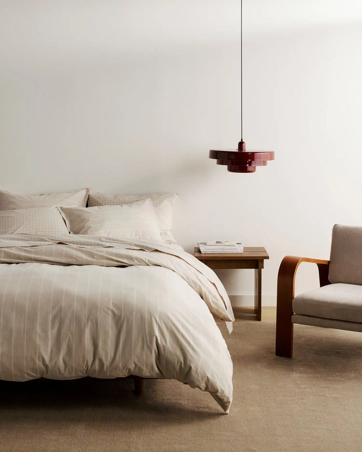 Brushed Cotton Sheet Set - Bone Check F/Q