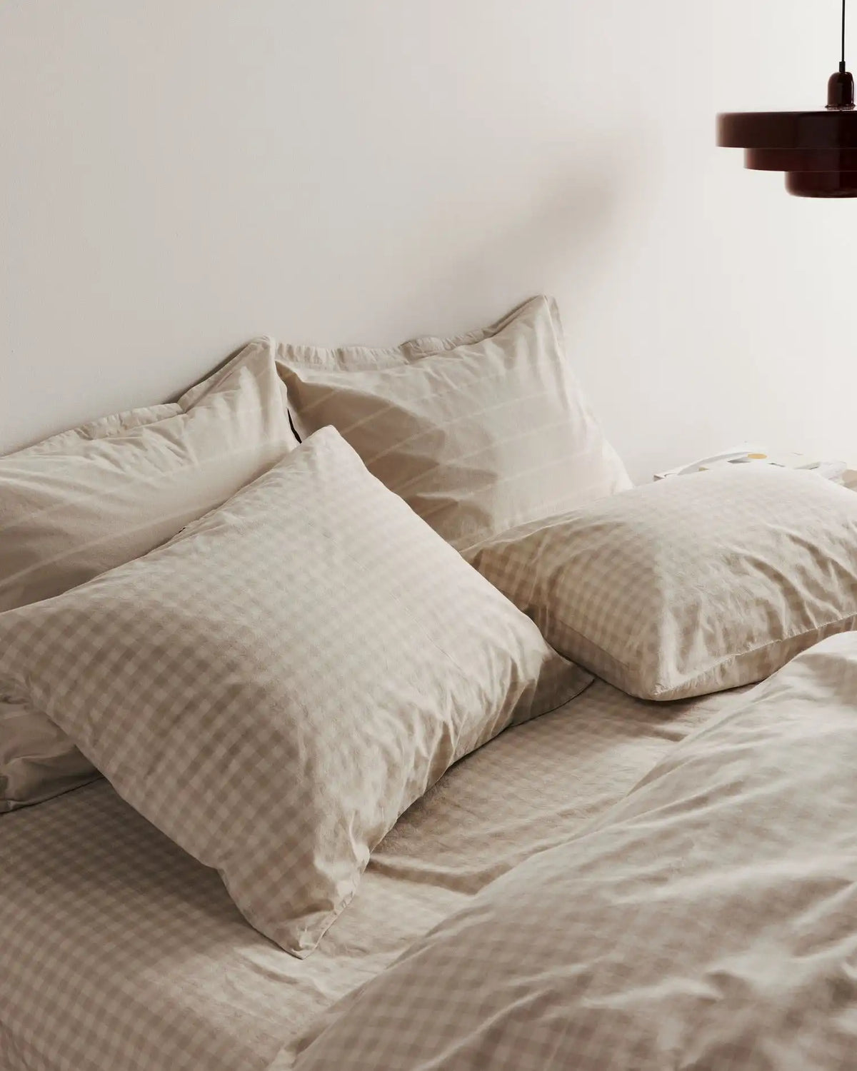 Brushed Cotton Sheet Set - Bone Check F/Q