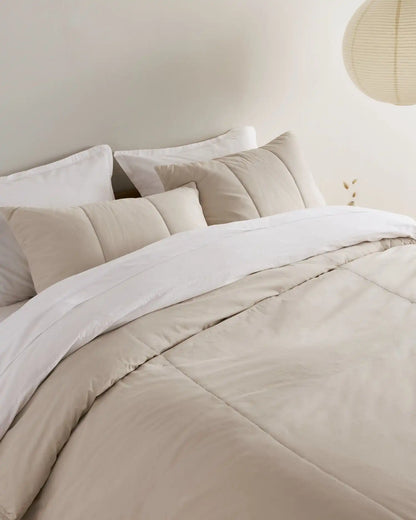 Brushed Cotton Quilted Sham Set (Bone)