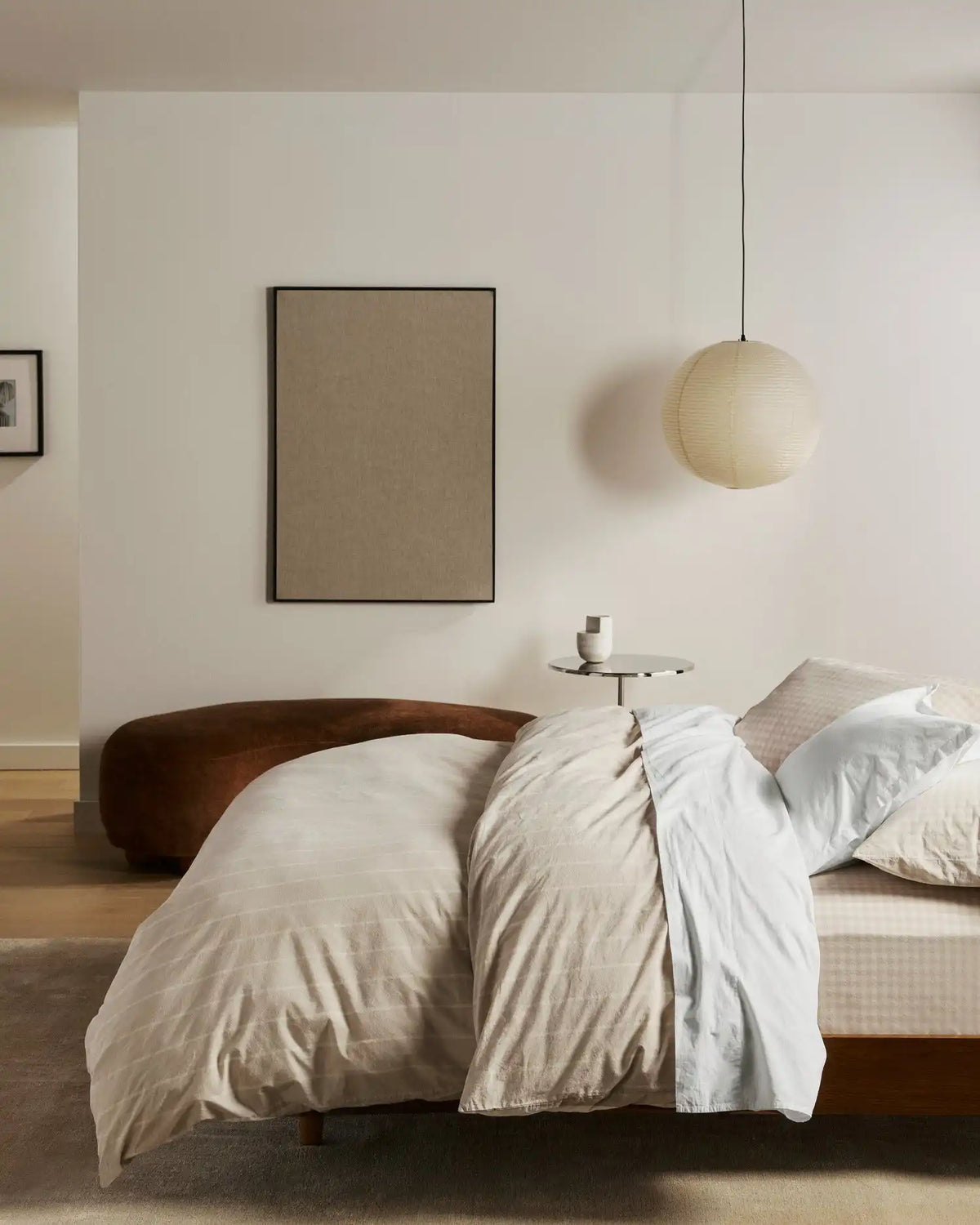 Brushed Cotton Pillowcase Set (Bone Check)