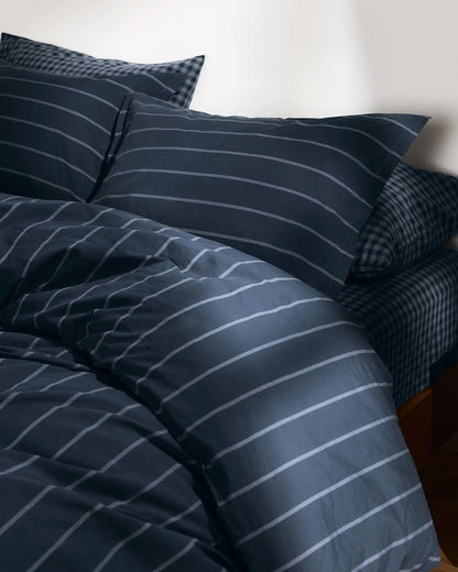 Brushed Cotton Duvet Cover Set - Dusk Stripe F/Q
