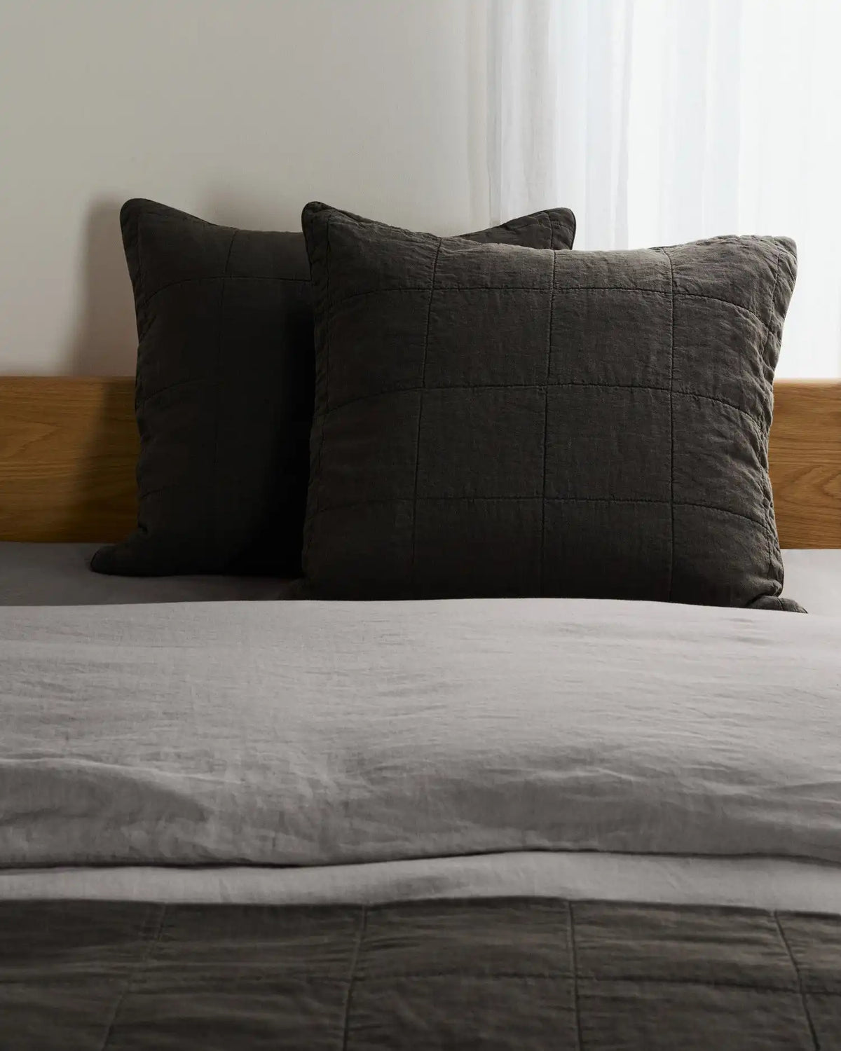 Linen Box Quilted Euro Sham (Onyx)
