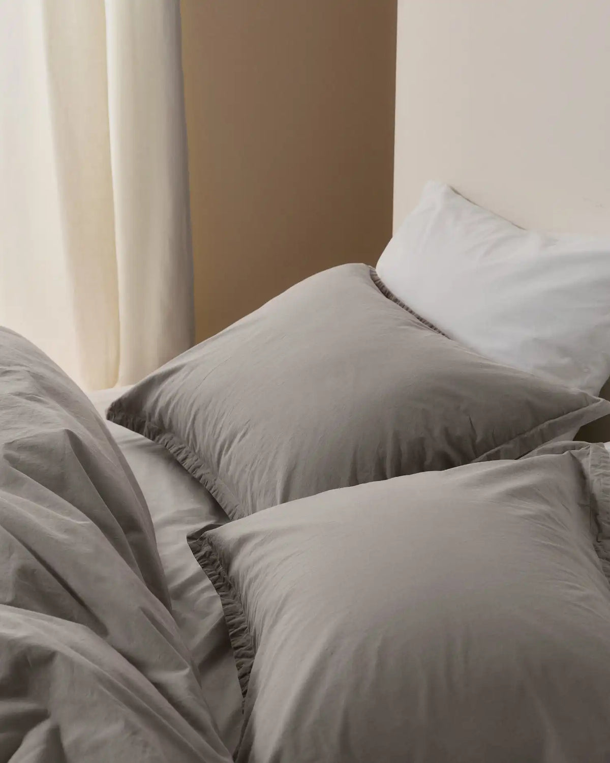 Brushed Cotton Duvet Cover Set - Pebble K/CK