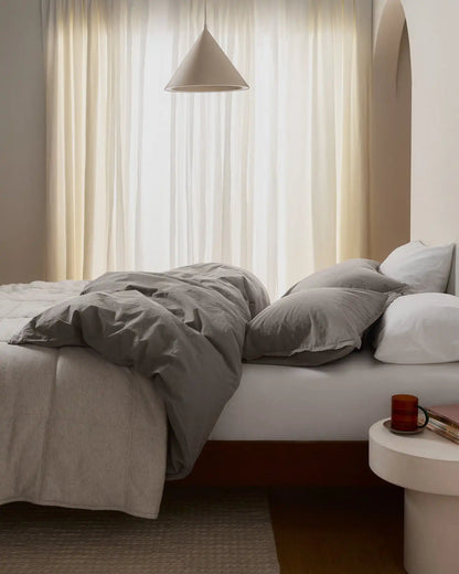 Brushed Cotton Duvet Cover Set - Pebble K/CK