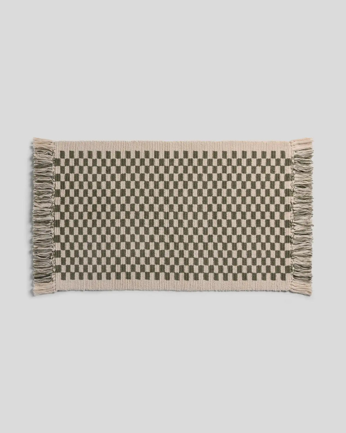 Organic Checkered Bath Rug (Natural and Thyme)