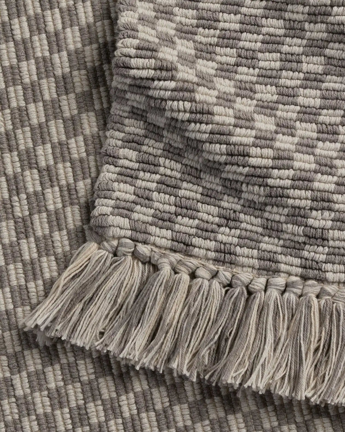 Organic Checkered Bath Rug (Pebble and Dove)
