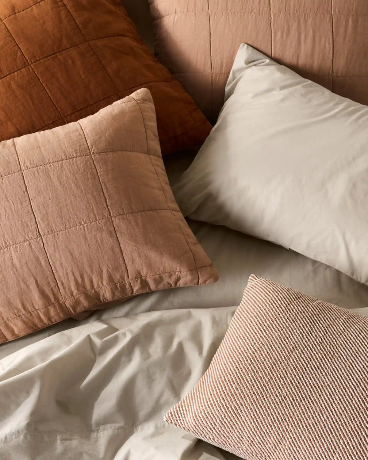 Linen Box Quilted Sham Set (Adobe)