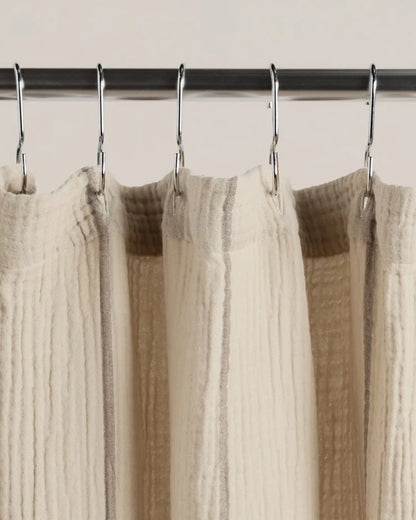 Organic Cloud Cotton Shower Curtain (Bone and Warm Grey Stripe)