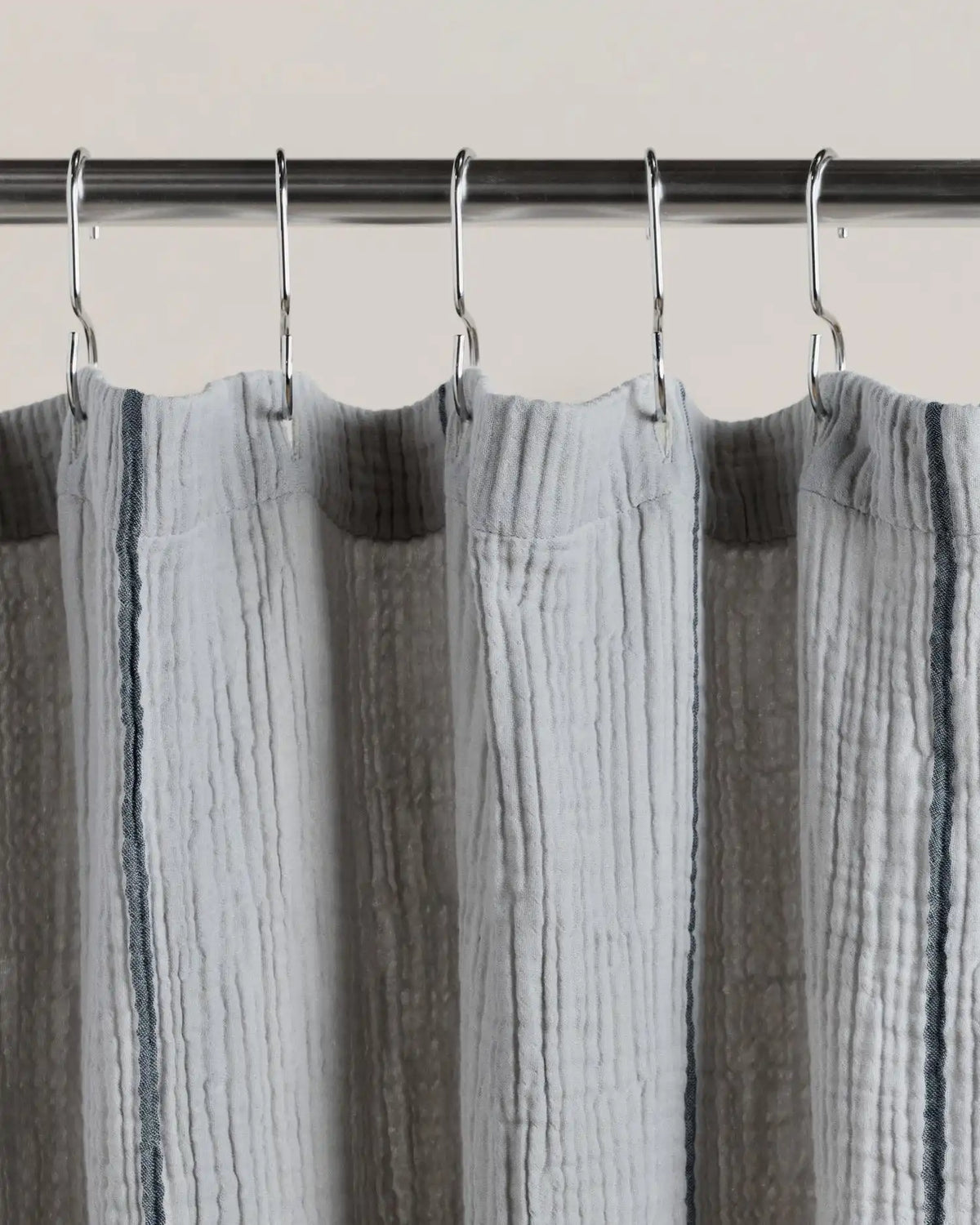 Organic Cloud Cotton Shower Curtain (Soft Sky and Ink Stripe)