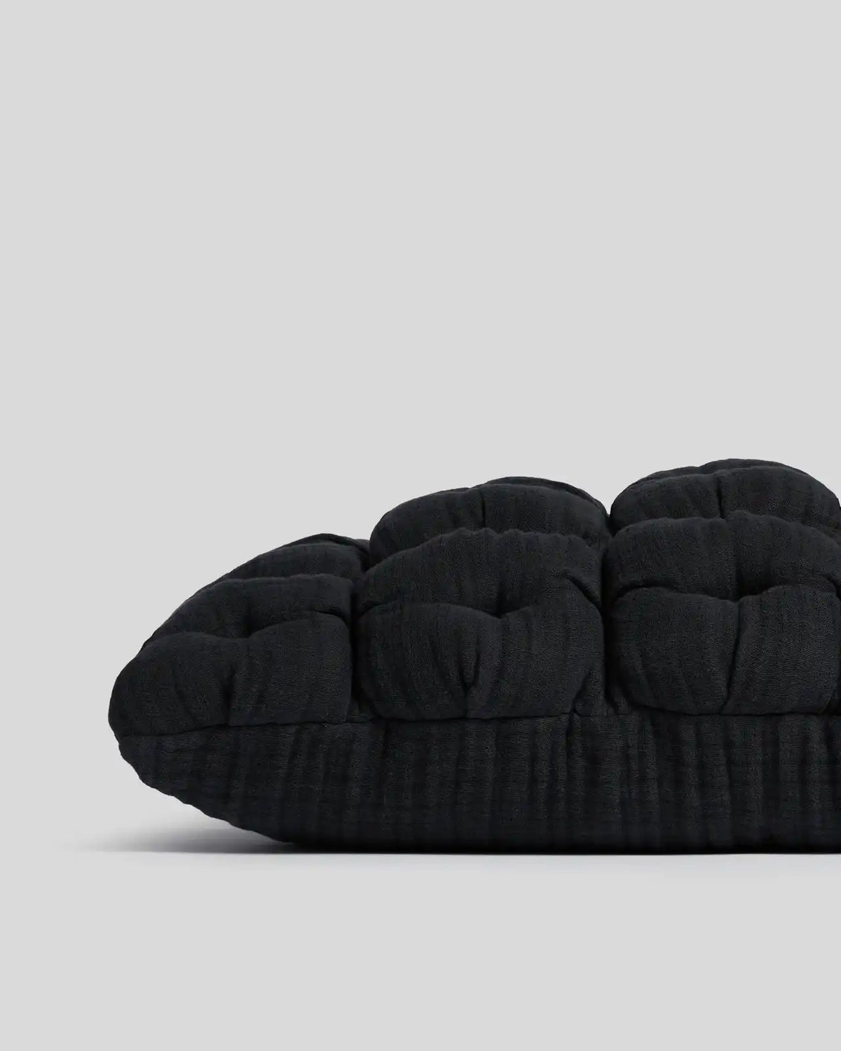 Cloud Linen Puff Lumbar Pillow Cover - FINAL SALE (Soft Black)
