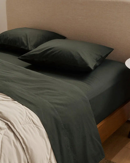 Percale Fitted Sheet (Evergreen)